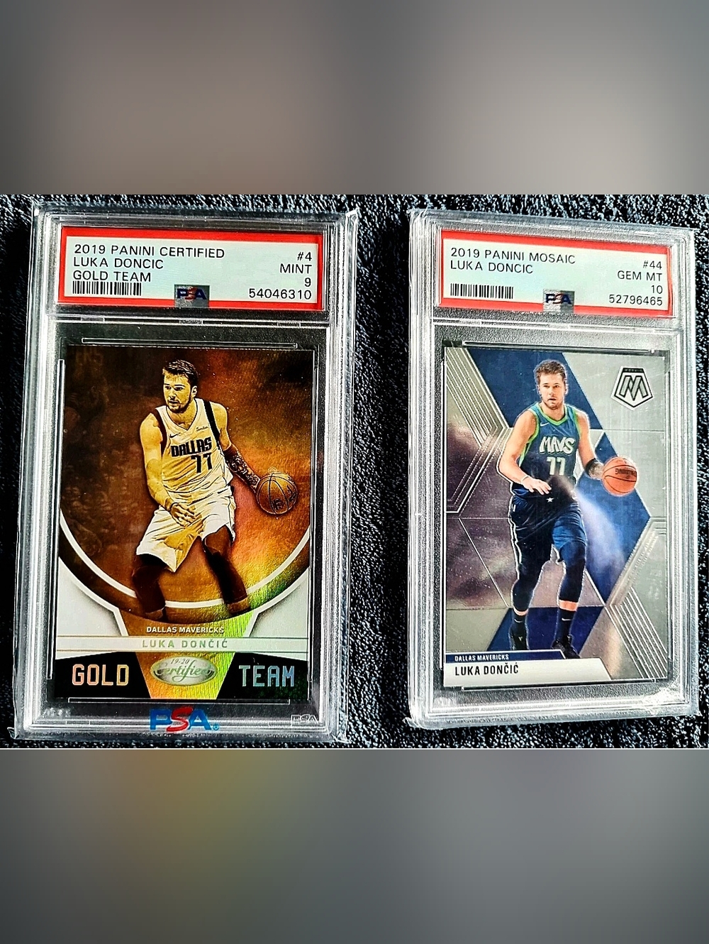 Lot of 2: 2019 Panini Mosaic #44 luka and 2019 Panini Certified #4. Both PSA 9